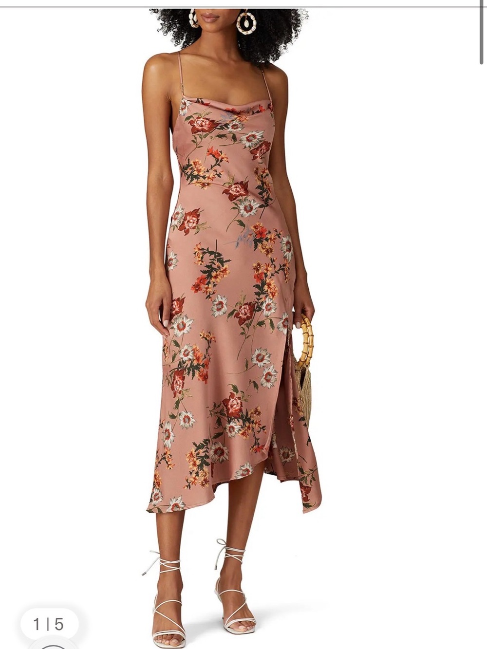 Astr Floral Cowl Neck Midi Dress in Rose
